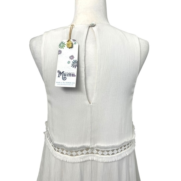 Show Me Your Mumu White Sleeveless Deep V Neck Dress - See Measurements - Picture 9 of 13